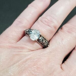 RJ Graziano sterling silver oval CZ ring